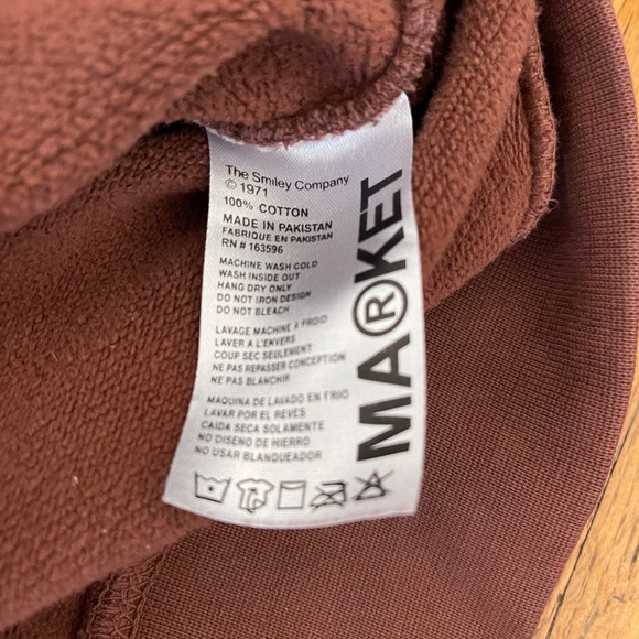 MARKET SMILEY HATERS HOODIE Brown with Smiley Graphic Men’s Sz M MSRP $98 - Picture 4 of 8